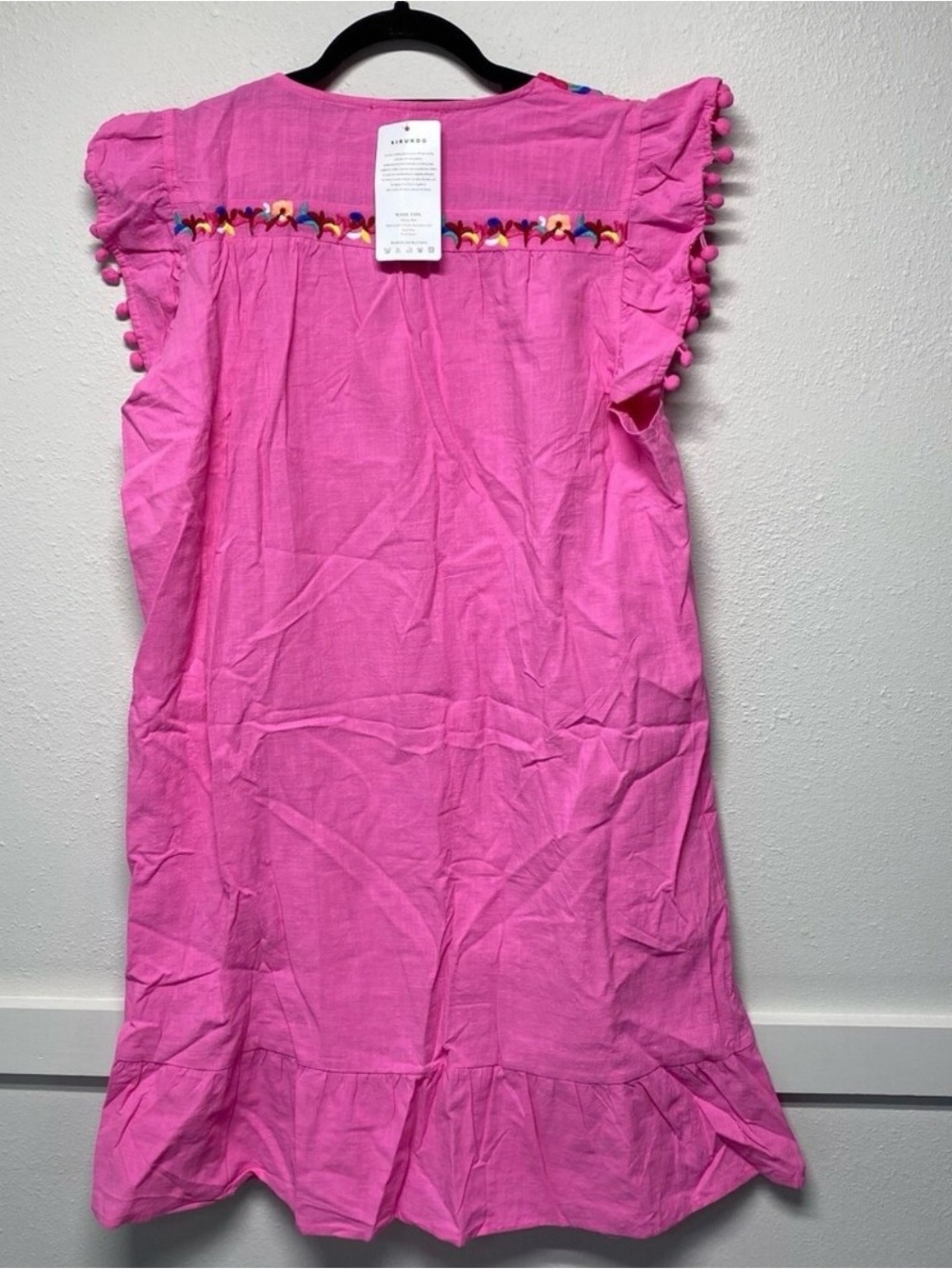 Pink Embroidered Flutter Sleeve Dress NEW - Picture 3 of 6